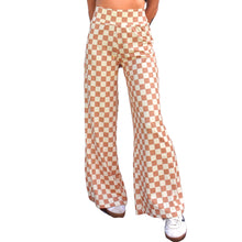 Load image into Gallery viewer, Wide Leg Pants - Tan Checkerboard
