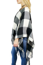 Load image into Gallery viewer, Buffalo Plaid Poncho - White
