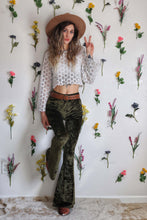 Load image into Gallery viewer, Velvet Bell Bottoms - Olive
