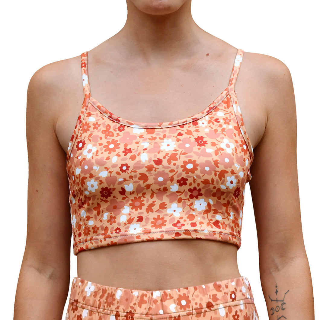 Cropped Tank Top - Gold Floral