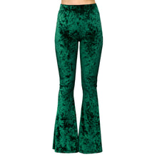 Load image into Gallery viewer, Velvet Bell Bottoms - Dark Green
