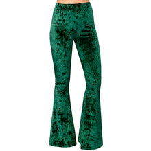 Load image into Gallery viewer, Velvet Bell Bottoms - Dark Green
