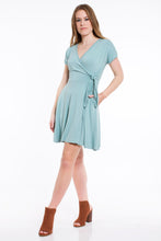 Load image into Gallery viewer, Surplice Wrap Dress - Light Blue
