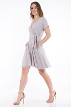 Load image into Gallery viewer, Surplice Wrap Dress - Light Grey
