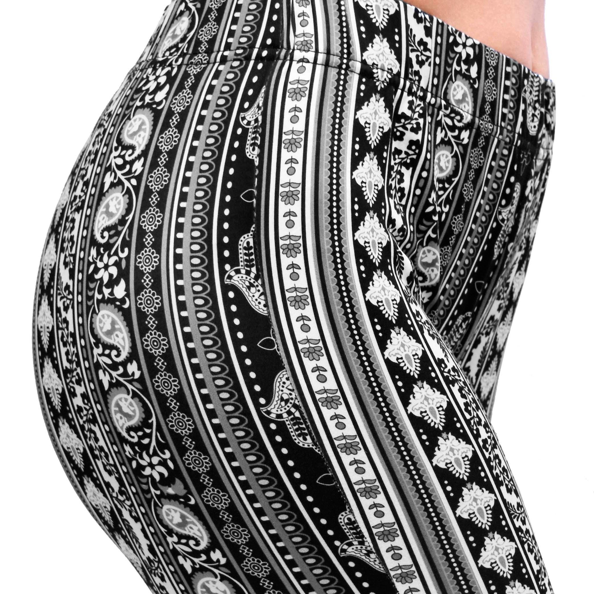 Bell Bottoms Black White Paisley