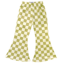 Load image into Gallery viewer, Little Girl&#39;s Bell Bottoms - Green Checkerboard
