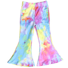 Load image into Gallery viewer, Little Girl&#39;s Bell Bottoms - Rainbow Tie Dye

