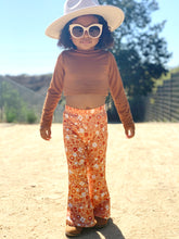 Load image into Gallery viewer, Little Girl&#39;s Bell Bottoms - Gold Floral
