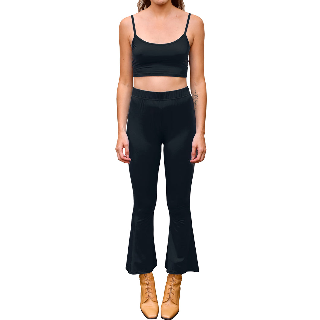 Cropped Bell Bottoms - Solid Black