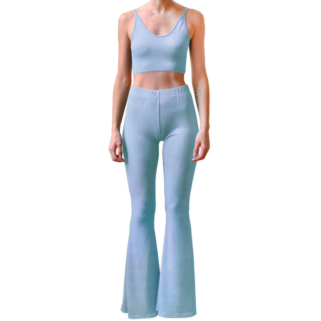 Ribbed Bell Bottoms - Sky