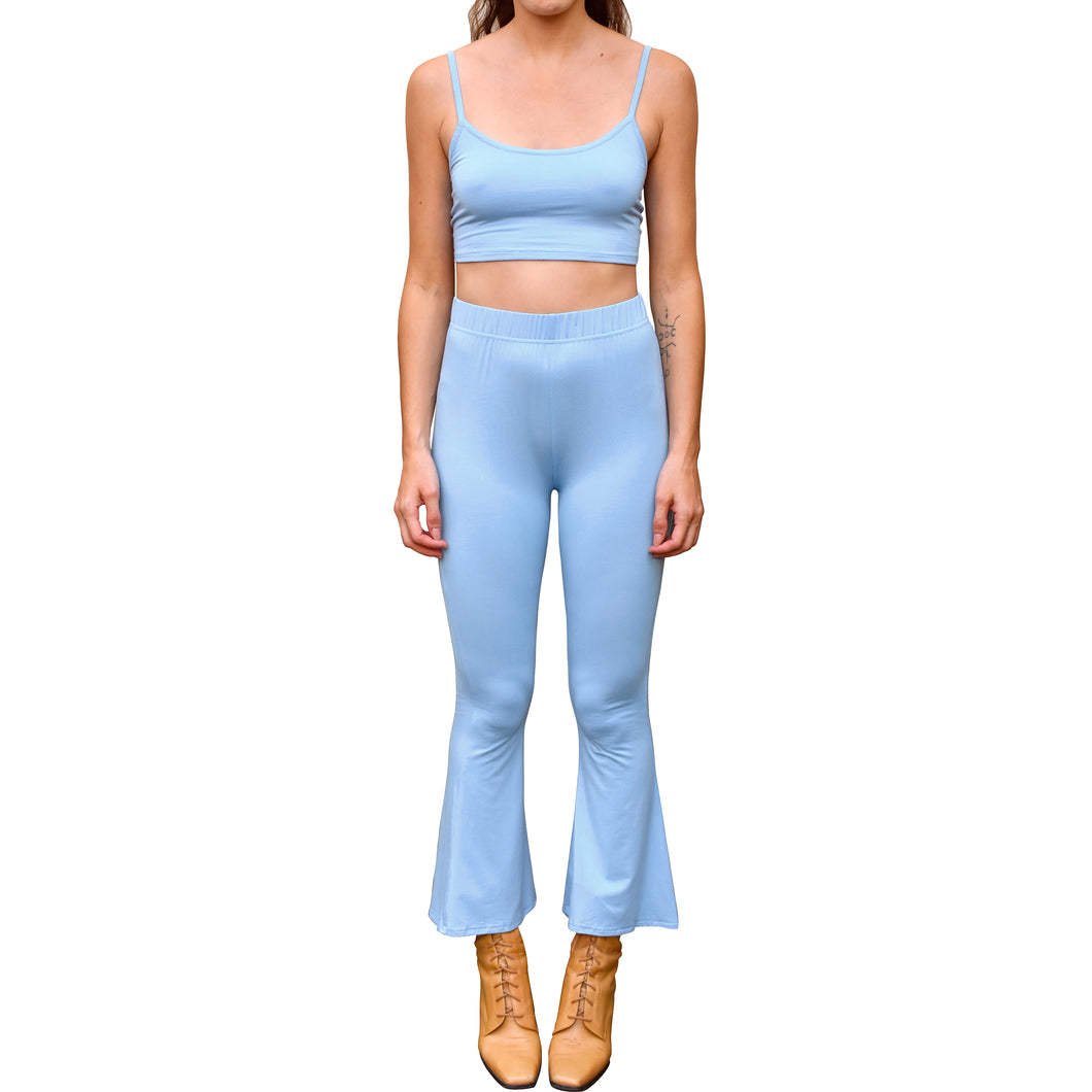 Cropped Bell Bottoms - Solid Light Blue
