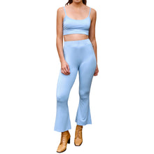 Load image into Gallery viewer, Cropped Bell Bottoms - Solid Light Blue
