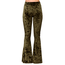 Load image into Gallery viewer, Velvet Bell Bottoms - Olive
